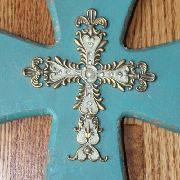 Turquoise Jeweled Cross 13" Length X 9 Width" from Hobby Lobby - Picture 3 of 9